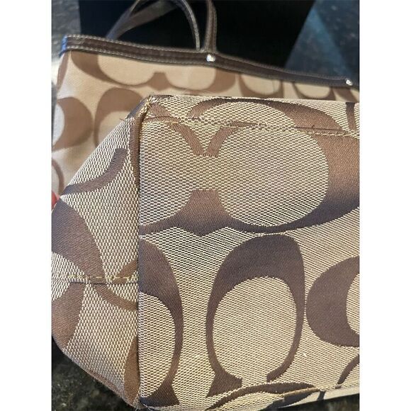 Coach Signature Brown Tote Bag Medium Women's Spacious Interior - Picture 9 of 16